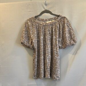 Maeve Animal Print Puff Sleeve Blouse